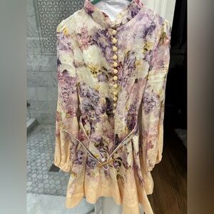 Zimmerman Floral Button-Down Dress with Belt